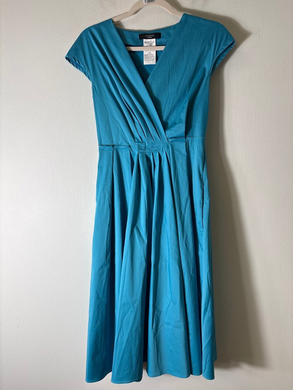 Weekend Max Mara Teal Blue Sleeveless A-Line Midi Dress Sz 2
